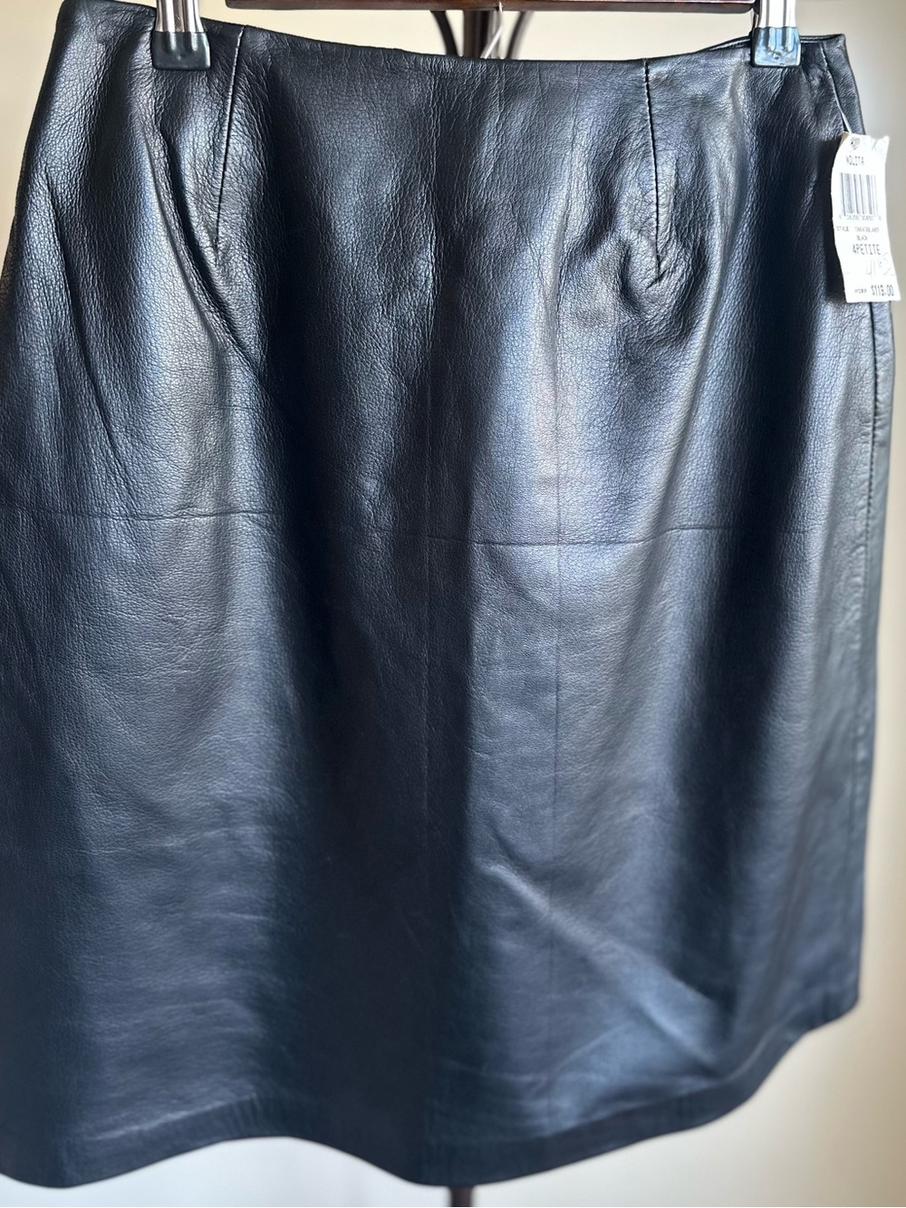 INC International Concepts Black Leather Pencil Skirt